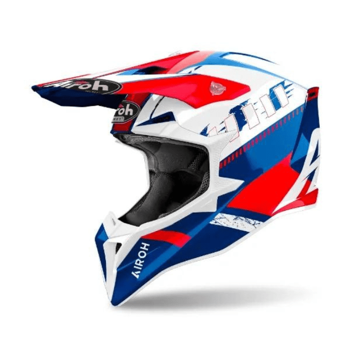 Airoh Wraaap Feel Blue/Red Gloss MX Helmet