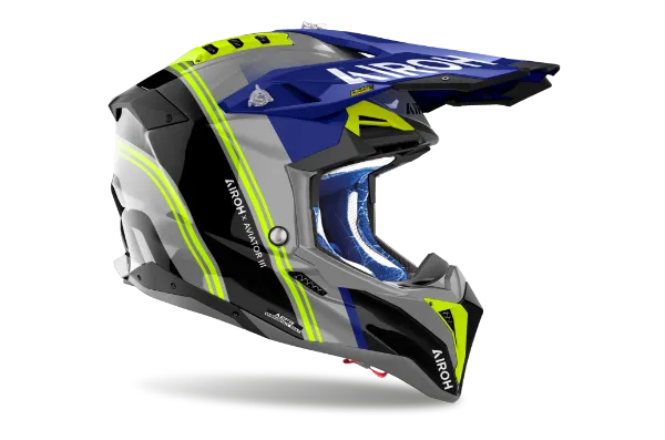 Airoh Aviator 3 Hima Blue Gloss MX Helmet