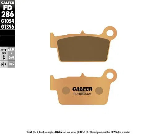 GALFER FD286 SINTED REAR PADS - GOLD