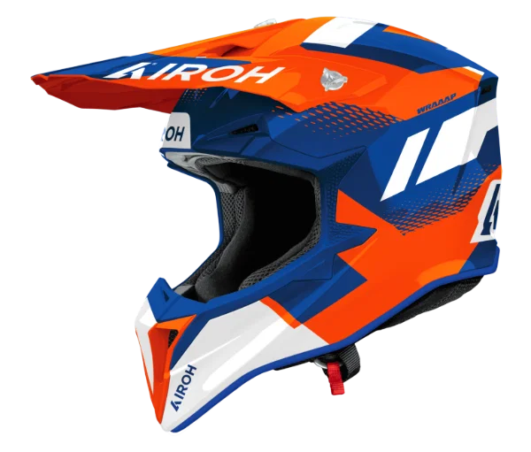 Airoh Wraaap Vision Orange/Blue Gloss MX Helmet