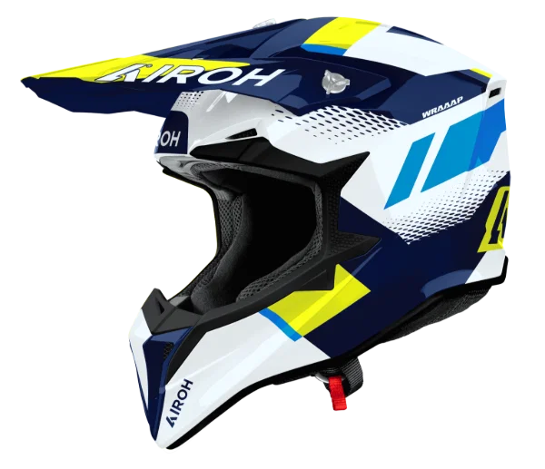 Airoh Wraaap Vision Yellow/Blue Gloss MX Helmet